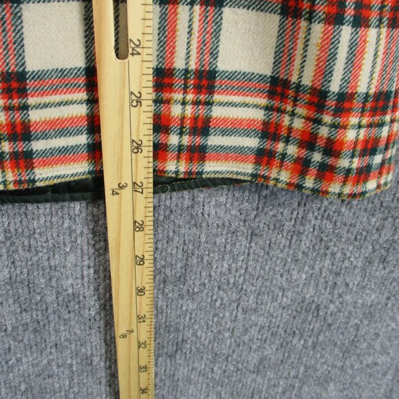 VINTAGE Pendleton Vest Womens 11 12 Orange Green Plaid Wool USA Made 70s Jrs - Picture 9 of 12